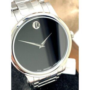 Movado Men's Watch 0607533 Museum Black Dial Swiss Quartz Stainless Stee…